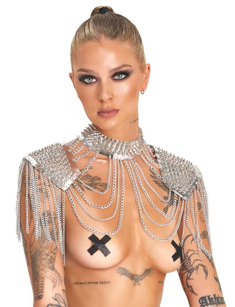 Zilverkleurig Unisex Schouder Harnas van Metaal - Voor Hem en Haar - Bad Kitty - Afbeelding 10