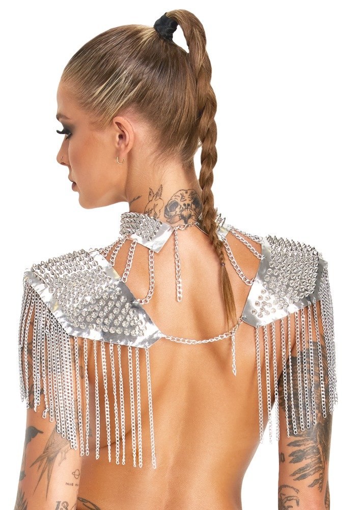 Zilverkleurig Unisex Schouder Harnas van Metaal - Voor Hem en Haar - Bad Kitty - Afbeelding 5
