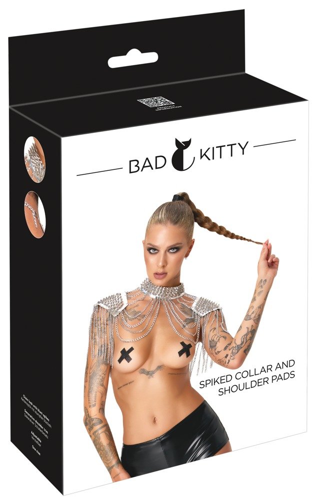 Zilverkleurig Unisex Schouder Harnas van Metaal - Voor Hem en Haar - Bad Kitty - Afbeelding 8