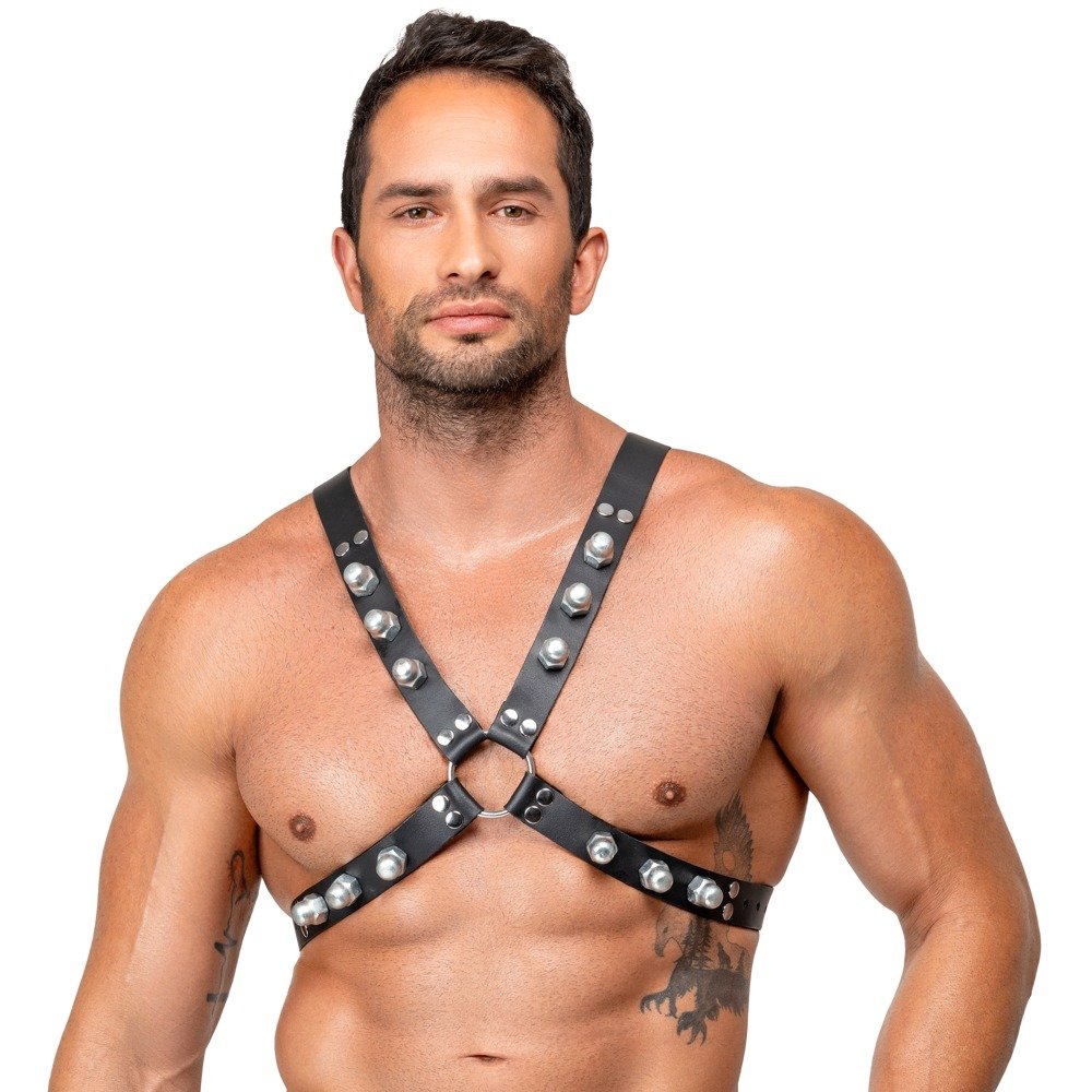 Echt Leren X-Harnas met Studs – Stoer Heren Fetish Harness - ZADO