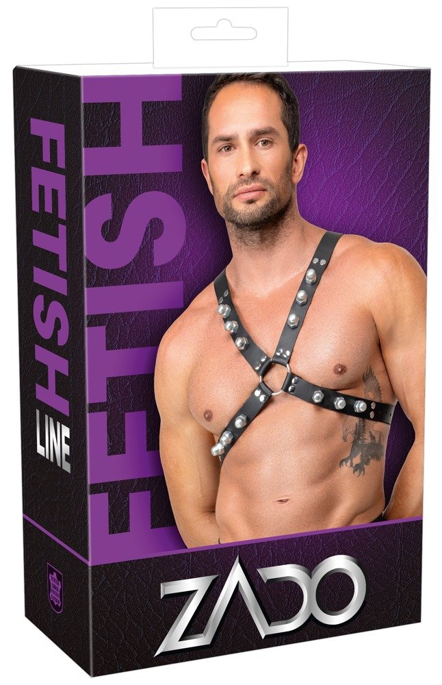 Echt Leren X-Harnas met Studs – Stoer Heren Fetish Harness - ZADO - Afbeelding 7