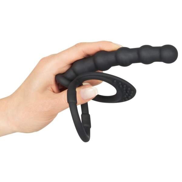 Black Velvets - Cock & Ball Ring - Anal Beads - Dubbele Penetratie - Siliconen - Zwart