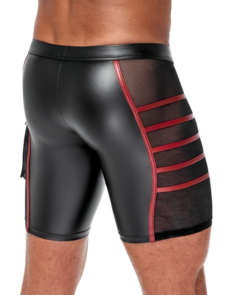 Wetlook Longshort met Rode Banen en Mesh Inzetten - NEK - Afbeelding 2