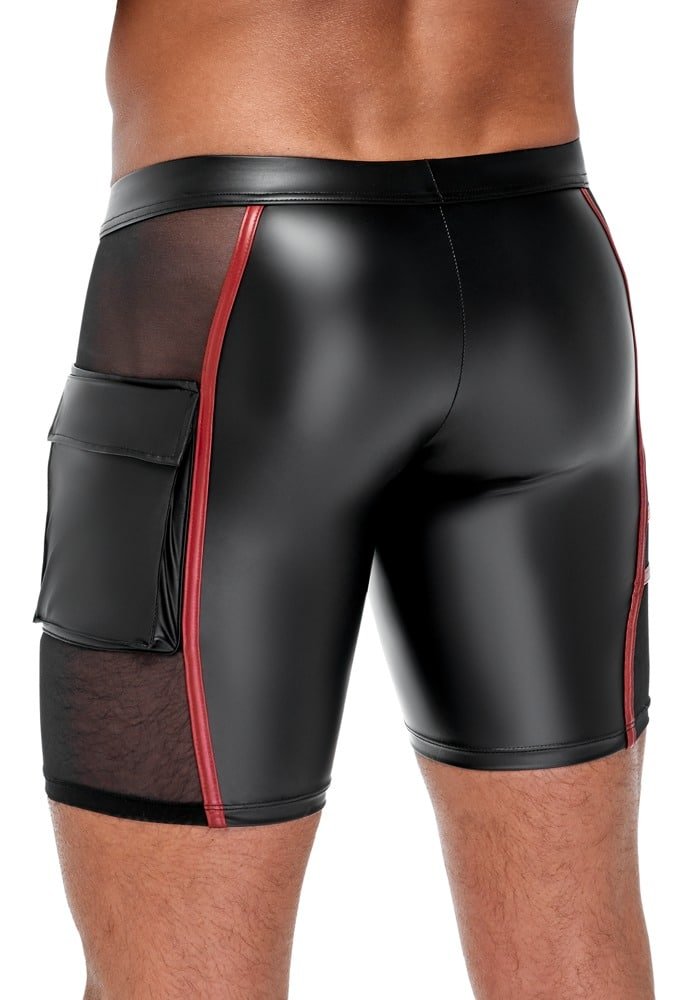 Wetlook Longshort met Rode Banen en Mesh Inzetten - NEK - Afbeelding 3
