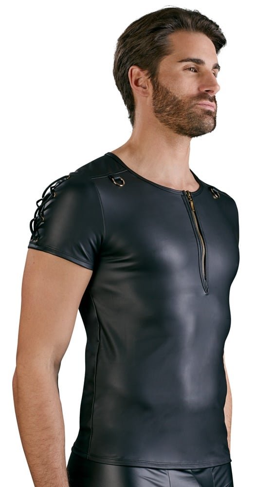 Wetlook Shirt met Rits en Veter - NEK - Afbeelding 4