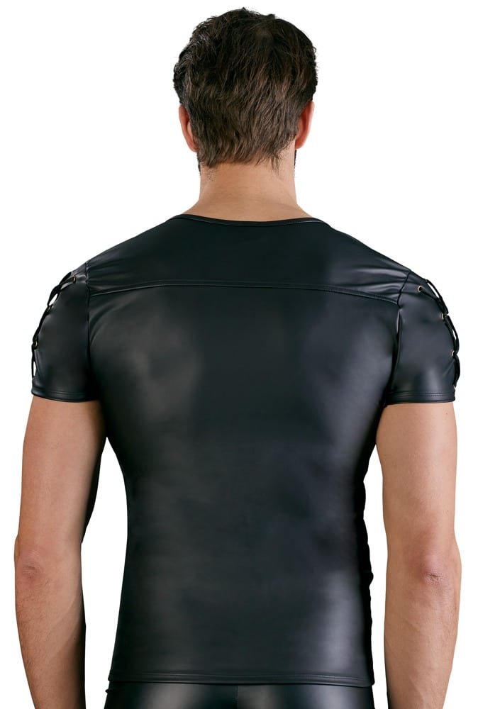 Wetlook Shirt met Rits en Veter - NEK - Afbeelding 3
