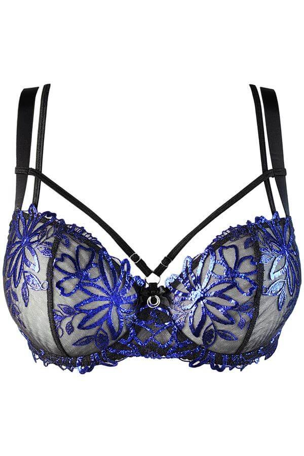 Axami - Brillance - Kanten BH - Straps - Koningsblauw - Zwart - Afbeelding 6