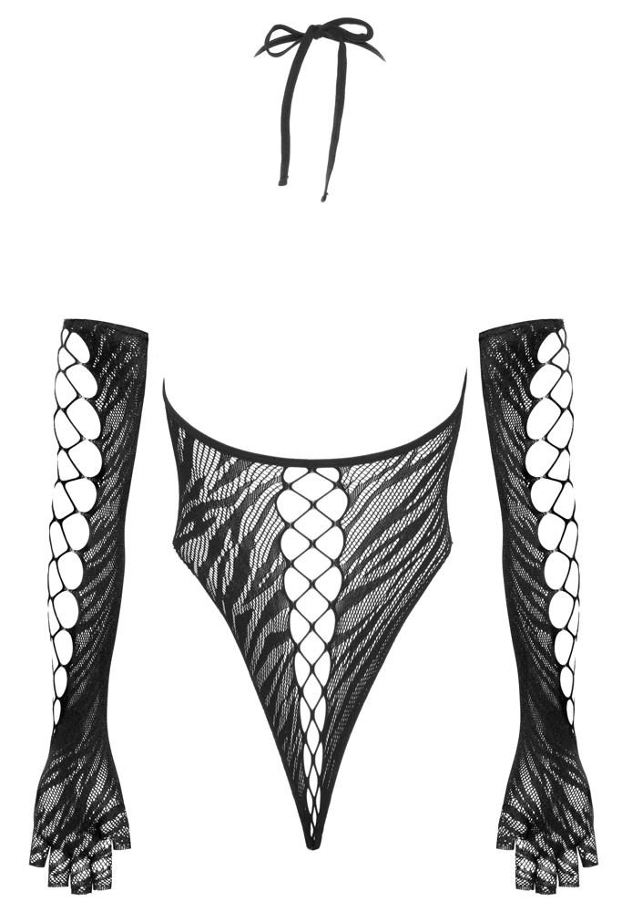 Cottelli Collection - Fantasy - Set - Body - Handschoenen - Visnet - Zwart - Afbeelding 5