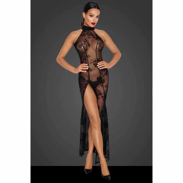 Noir Handmade - F239 - Avondjurk - Gaas - Flockprint - Zwart