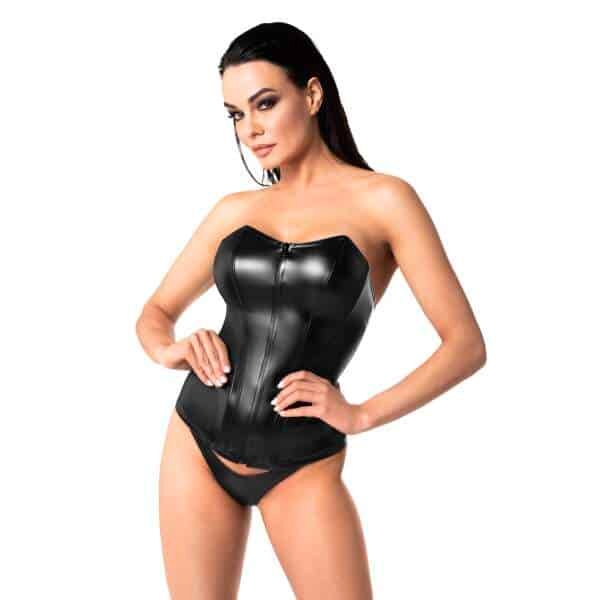 Noir Handmade - F334 Mysteria - Corset - Rits - Wetlook - Zwart