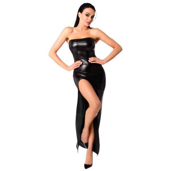 Noir Handmade - F336 Aphrodisia - Lange Jurk - Strapless - Wetlook - Zwart