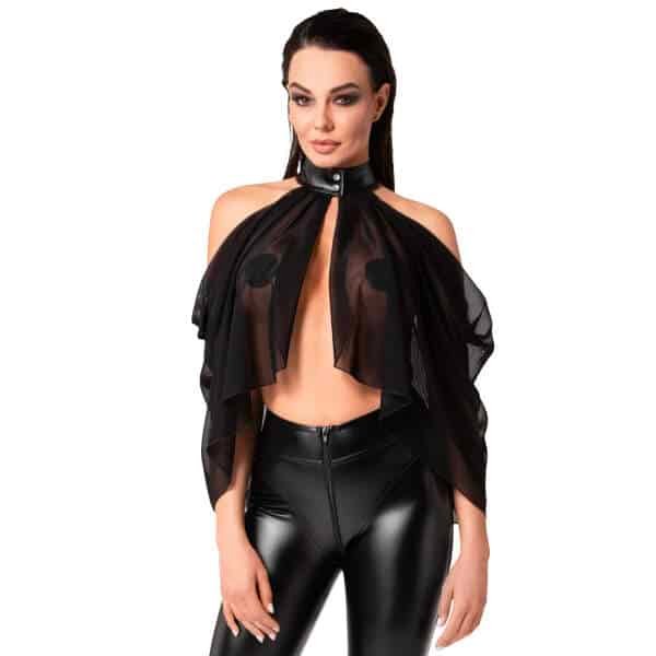 Noir Handmade - F349 Opium - Bolero - Gaas - Wetlook Boord - Zwart