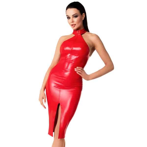 Noir Handmade - F354 Orgia - Midi Jurk - Collar - Wetlook - Rood