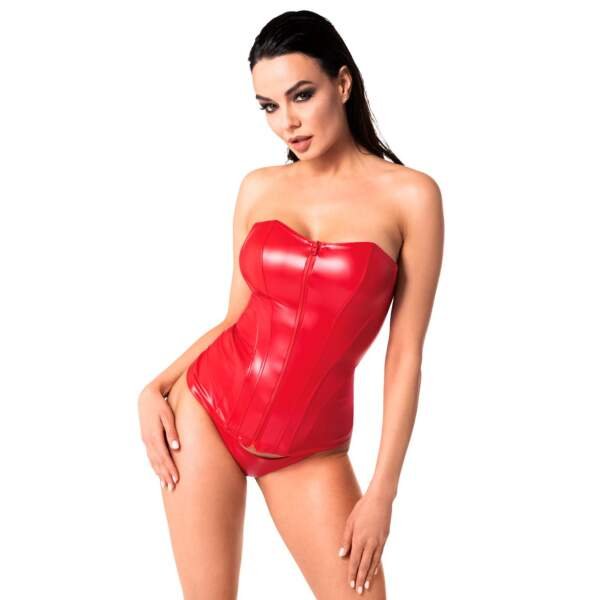 Noir Handmade - F355 Mysteria - Corset - Rits - Wetlook - Rood