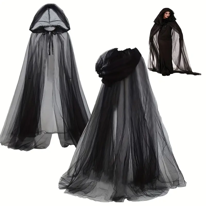 Zwarte Mesh cape met Capuchon - Cape Specialist - Afbeelding 2