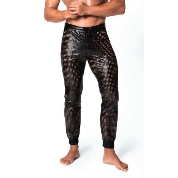 Noir Handmade - H078 - Mayhem - Long Pants - Broek -  Geperforeerd Wetlook - Zwart