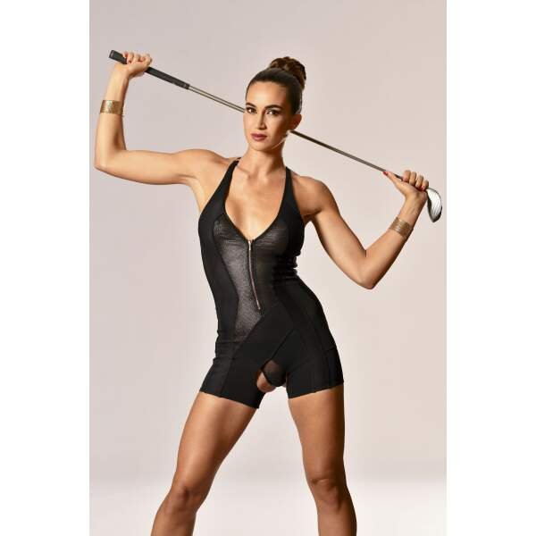 Impudique by Charlotte Catanzaro - Auguste Playsuit - Shapewear - Open Kruisje - Zwart