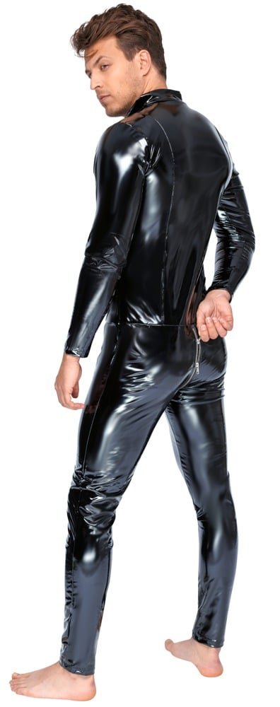 Lak Catsuit Man met Rits - Black Level - Afbeelding 2