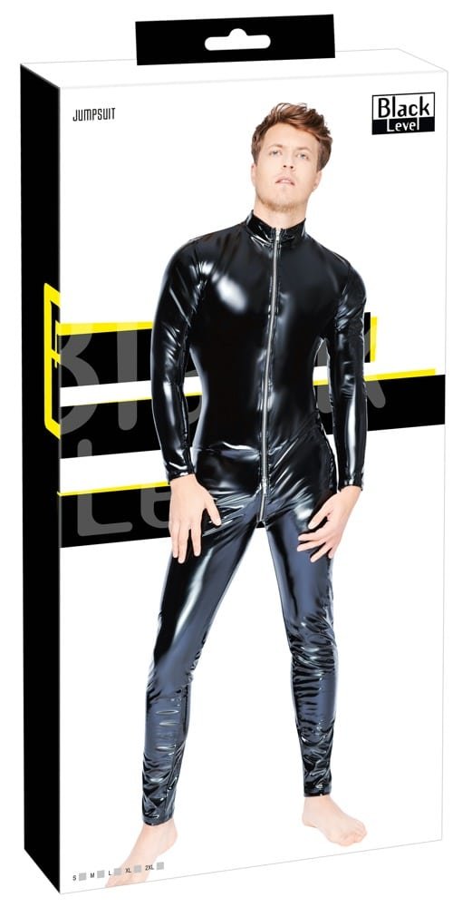 Lak Catsuit Man met Rits - Black Level - Afbeelding 5