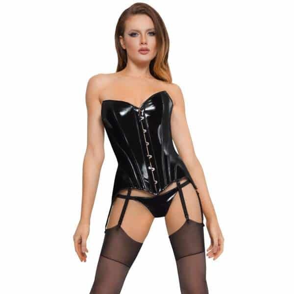 Black Level - Corset Venus - Jarretelles - Lak - Zwart