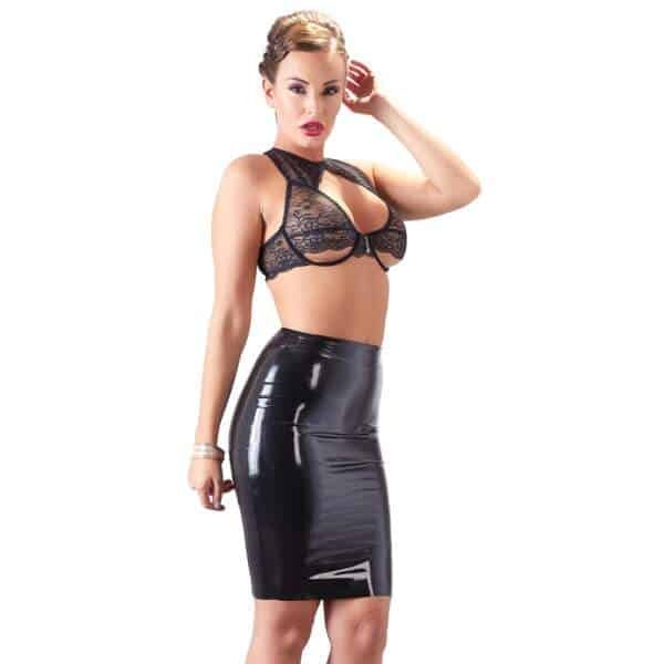 The Latex Collection - Midi Rok - Latex - Zwart