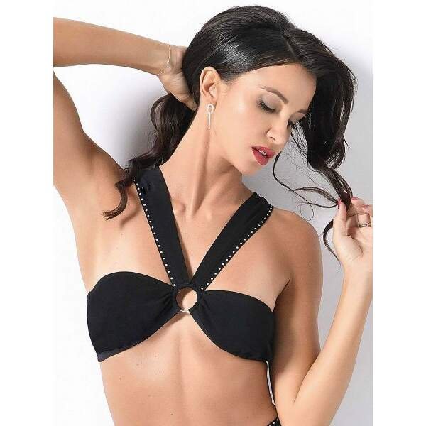 Patrice Catanzaro - Oreade Top - Strass - Lycra - Zwart