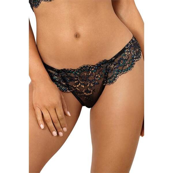 Axami - Valley of Sensations - Kanten String - Goud met Blauw Accent - Zwart