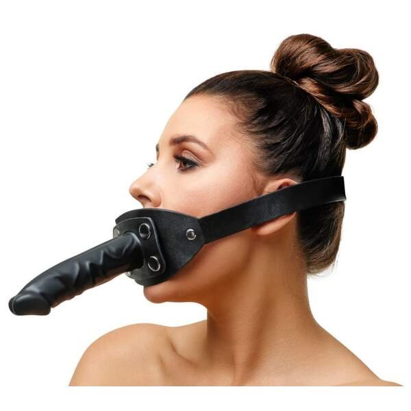 Zado - Gag - Duo Penis - Siliconen - Leren Strap