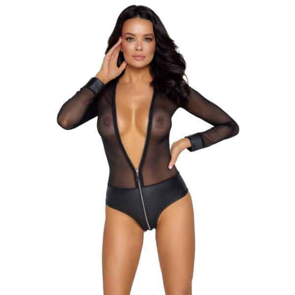Cottelli Collection - Body - Lange Mouwen - Gaas - Wetlook