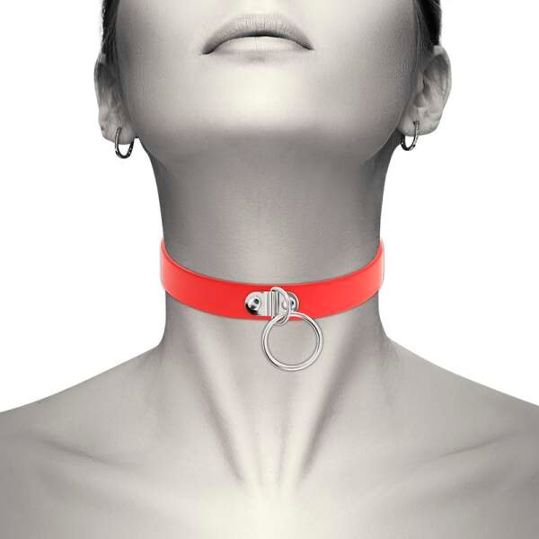 Coquette - Choker - Ring - Kunstleer - Rood