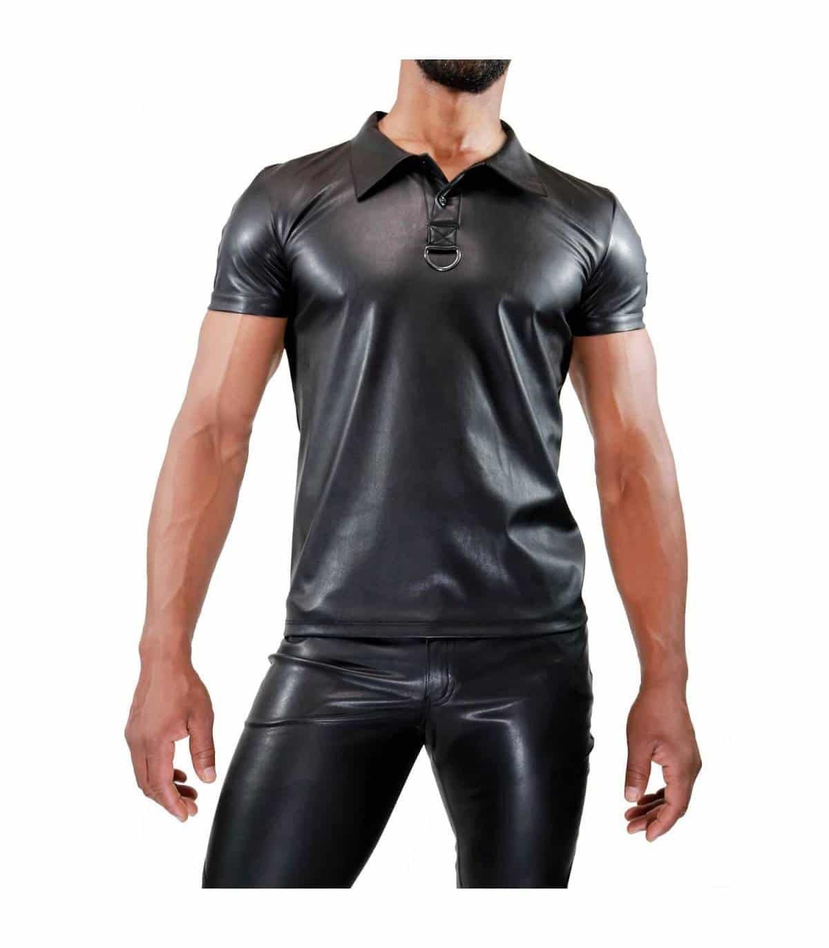 TOF PARIS - Fetish Polo - PU-leer - Zwart - Afbeelding 3