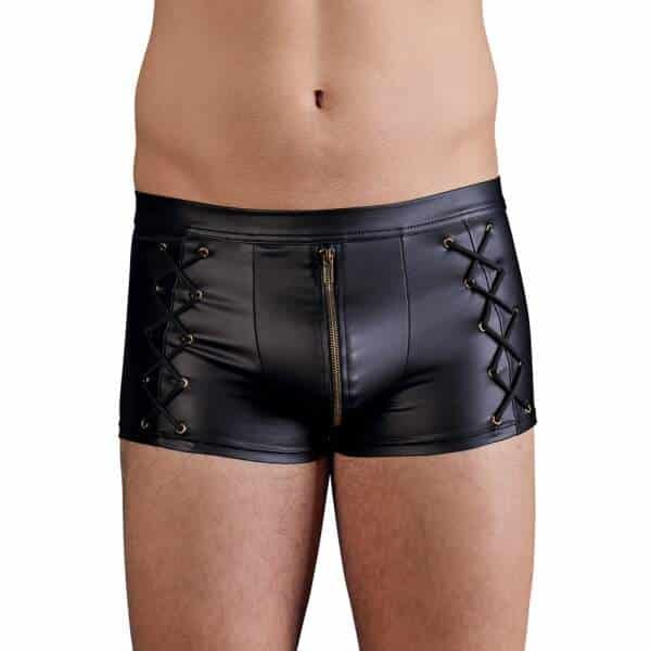 Nek - Short met Rits en Veter - Wetlook - Zwart