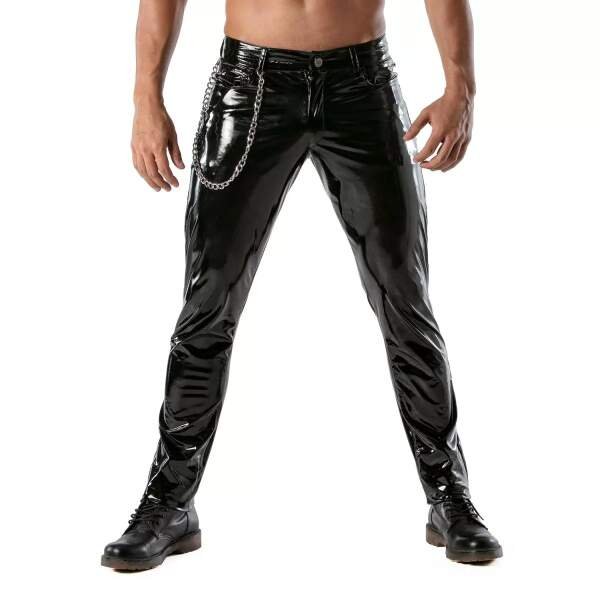 TOF PARIS - Lange Broek - 5-Pocket - Lak - Zwart