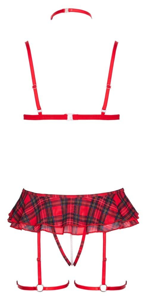 Cottelli Collection - 3-delig Lingerie Setje - Gaas - Parelsnoer - Rood - Afbeelding 6