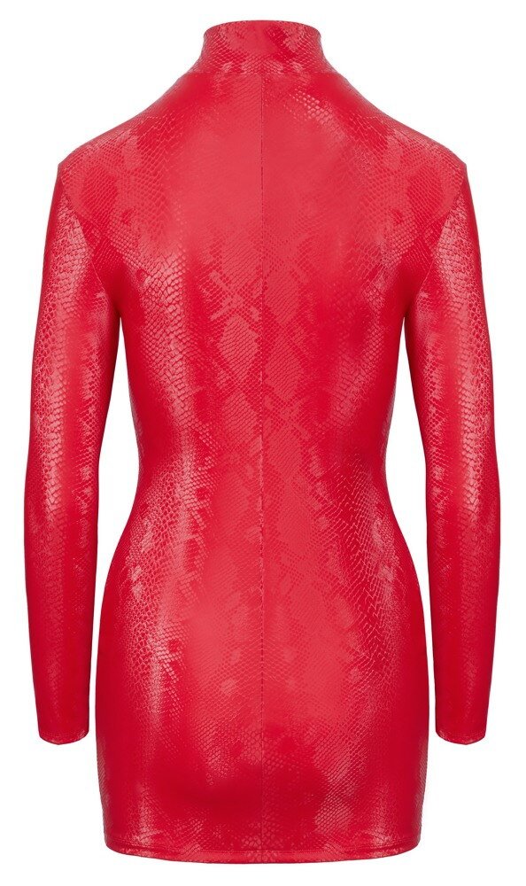 Cottelli Collection - Jurk Snake - Snakeprint - Rits - Wetlook - Rood - Afbeelding 6