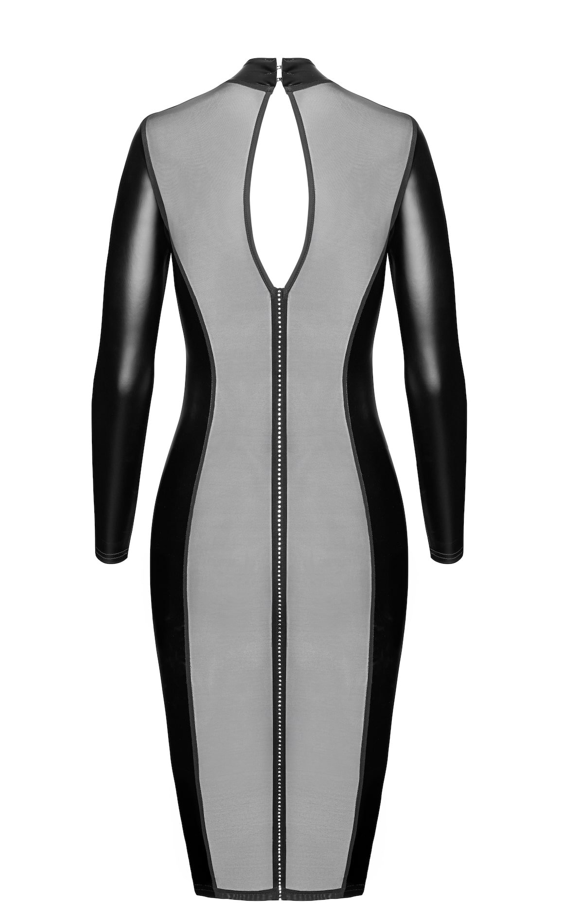 Wetlook Midi Jurk met Mesh en Strass -Luxuria F371 - Noir Handmade - Afbeelding 7