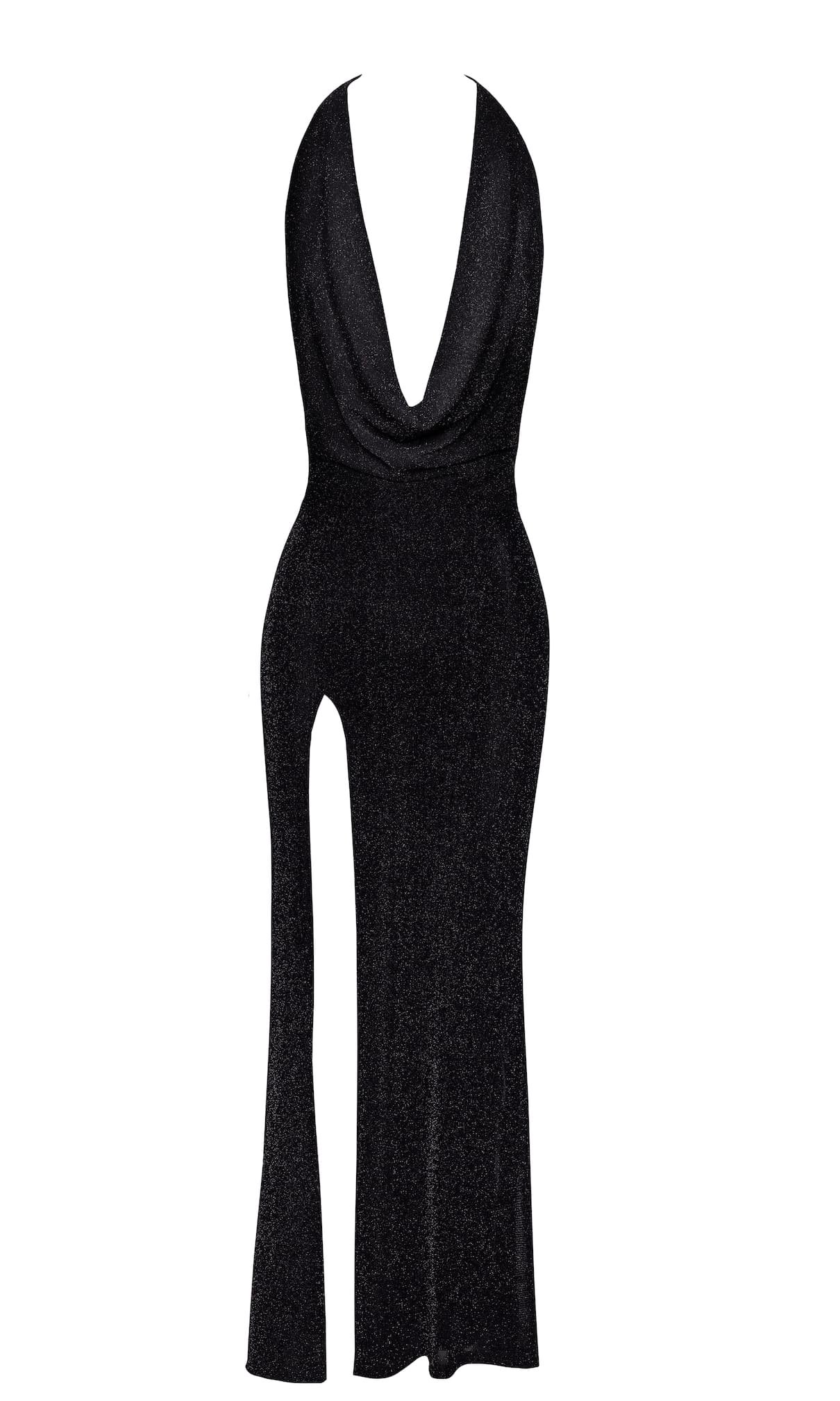 Lurex Avondjurk F373 Onyx Liquid Long Dress - Noir Handmade - Afbeelding 5