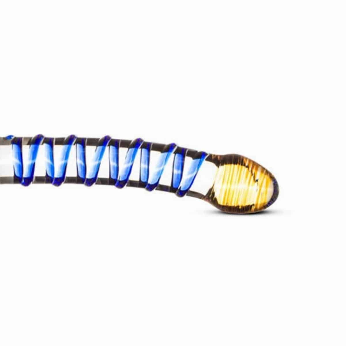 Glazen Dildo - G-Spot/Prostaat/Anaal Dildo - Blauwe Ribbels - Afbeelding 3