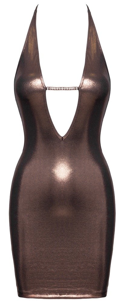 Rose Goud Mini Jurk met Strass Kettingen – Sexy Glamour Jurk - Cottelli Collection - Afbeelding 5