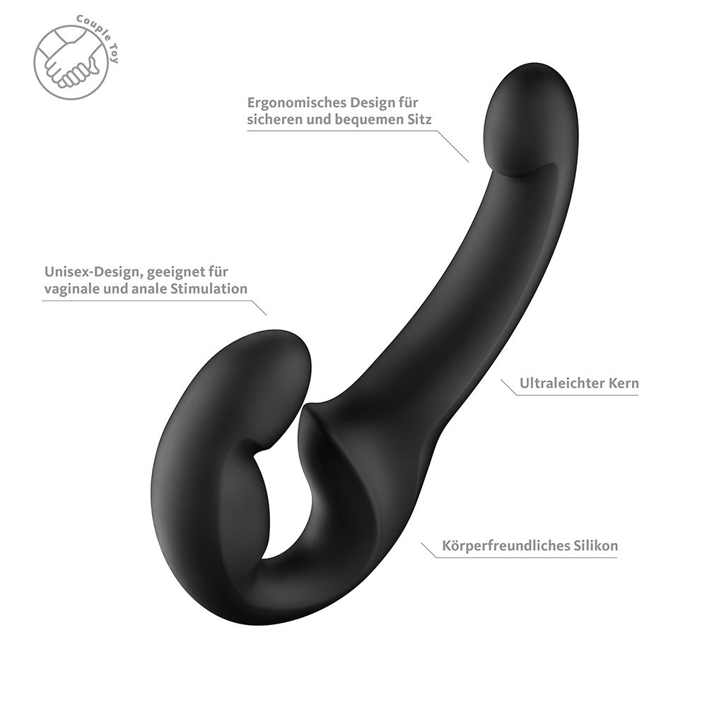 Zwarte Dubbele Voorbind Dildo zonder Harnas - Share Lite - Fun Factory