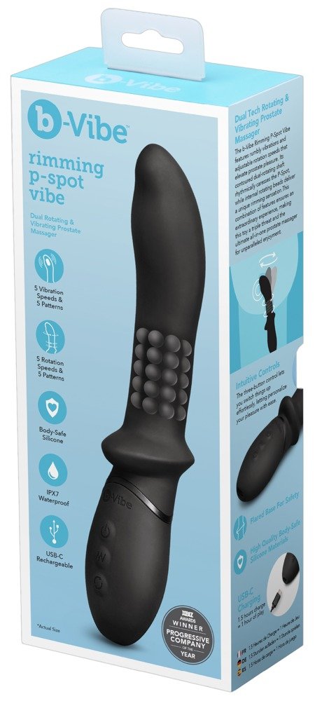 Rimming P-Spot Vibrator met Roterende Kralen - b-Vibe - Afbeelding 9