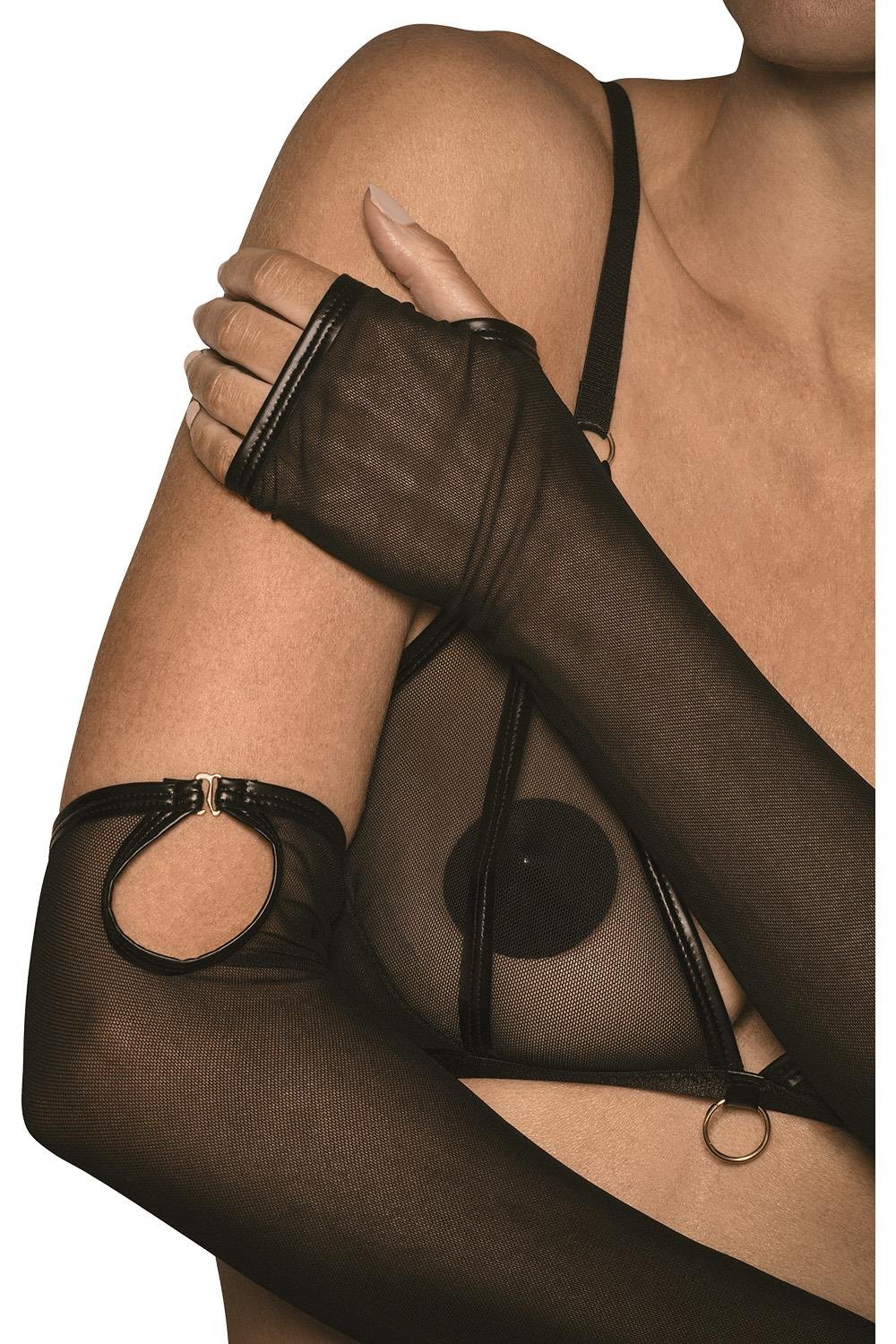 Vingeloze Handschoenen van Mesh met Wetlook Silhouette - Guilty Pleasure - Afbeelding 3