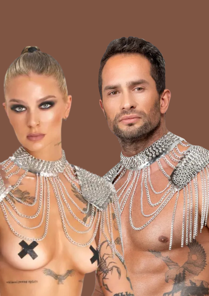 Zilverkleurig Unisex Schouder Harnas van Metaal - Voor Hem en Haar - Bad Kitty