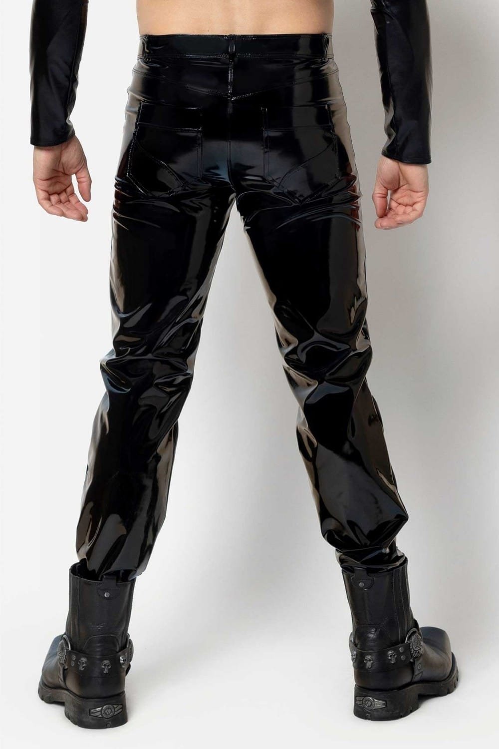 Zwarte Lak Broek Shawn - 5 Pocket en Slim Fit - Maison Catanzaro - Afbeelding 2